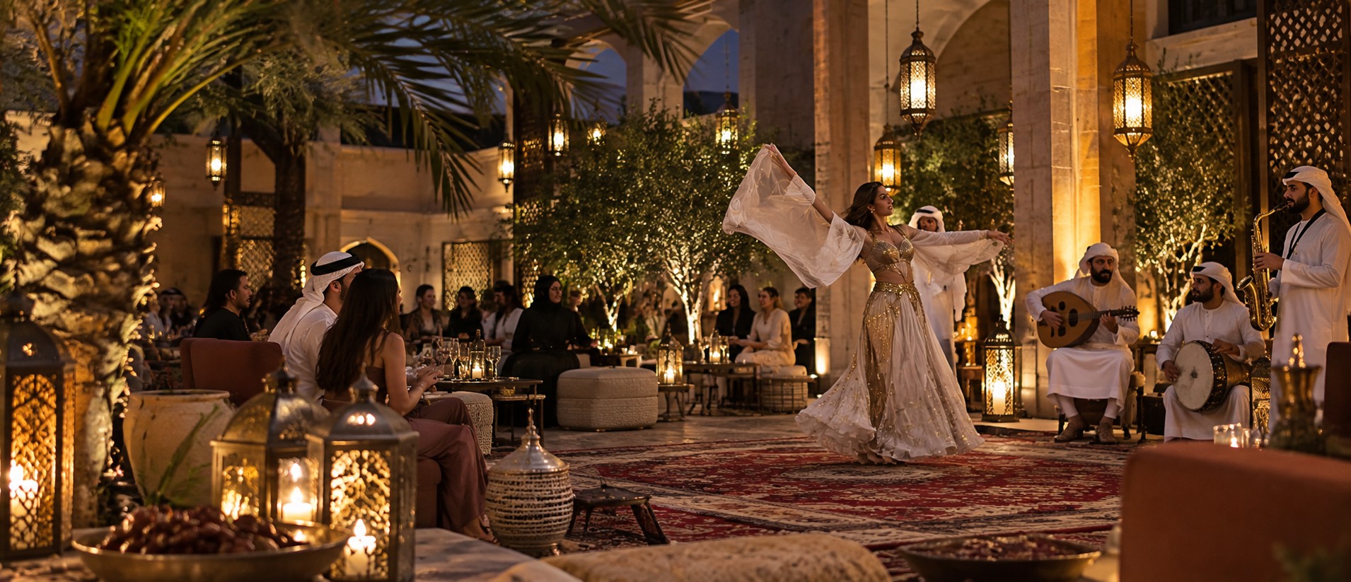 Ramadan entertainment in Dubai: traditional Arabic bands, oud, qanun and dance performers available for Iftar and Ramadan events