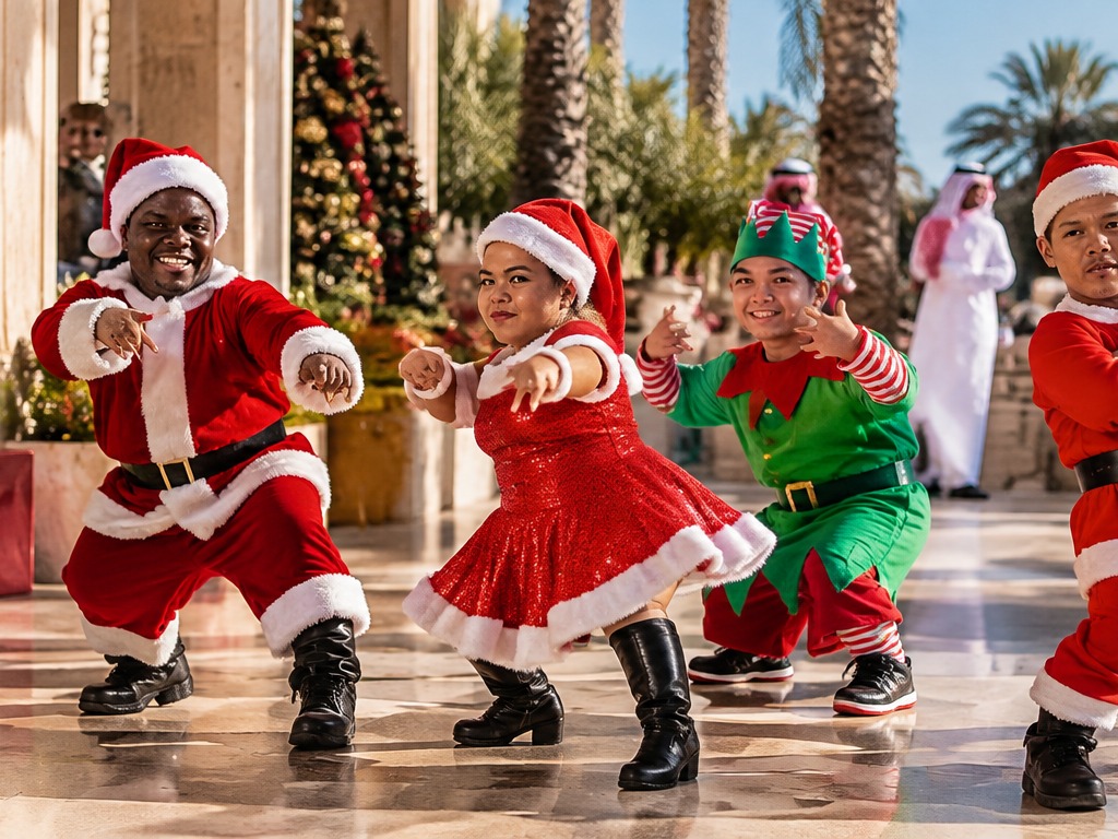 Little People as Dancing Elves festive entertainment Dubai