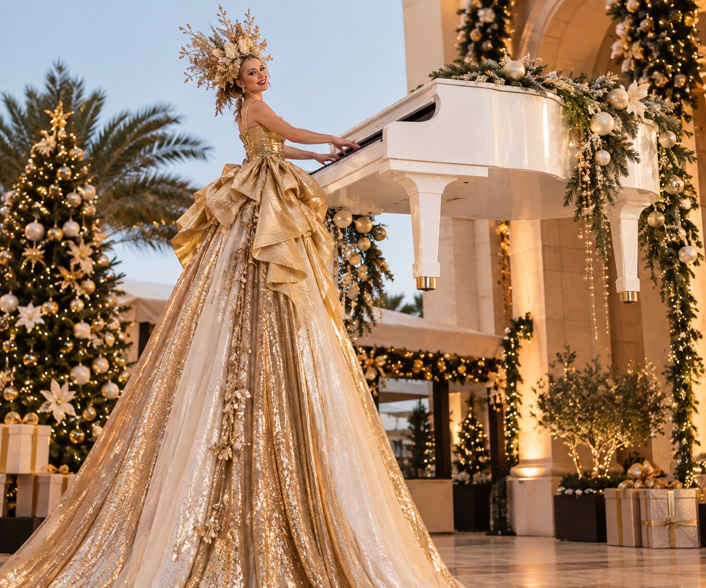 Giant Violinist or Pianist festive entertainment Dubai
